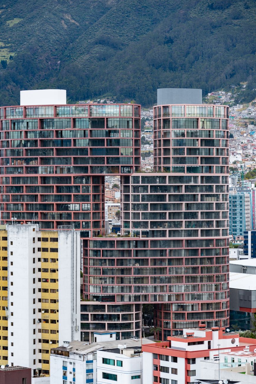 Modern residential towers on the skyline of Quito, Ecuador
